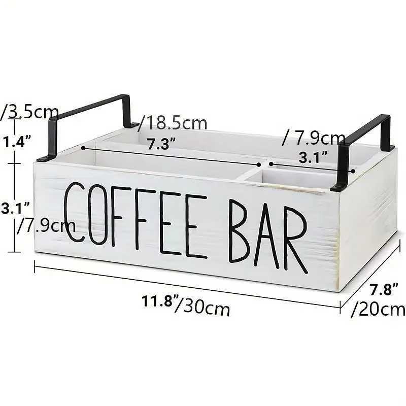 Wooden Storage Box Multi Compartment Organizer for Coffee Tea Bags Paper Cups Countertop Desktop Kitchen Storage Tidy Box C251008