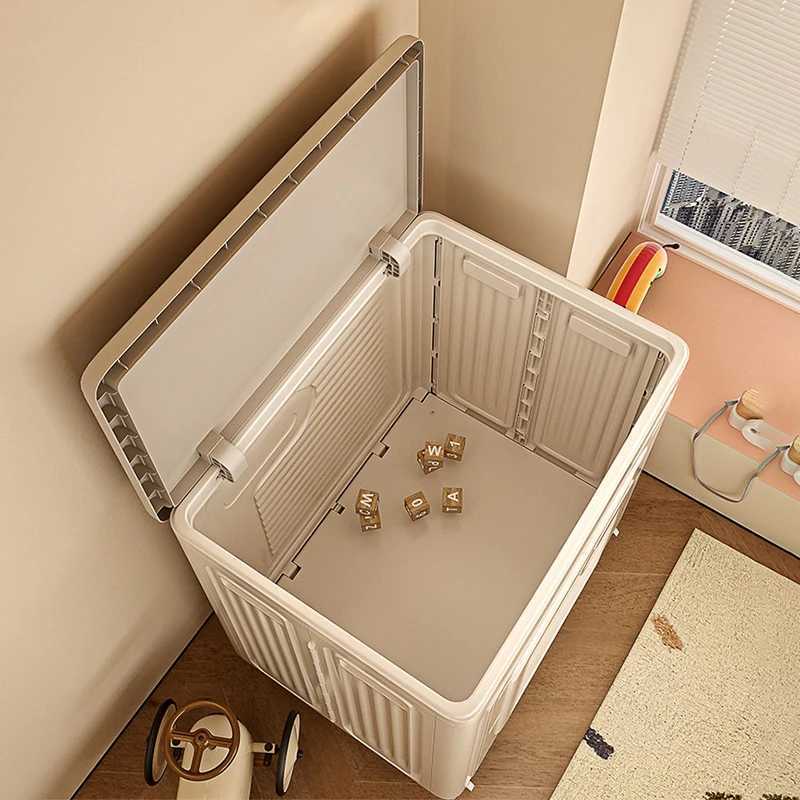 1PCS Childrens Toy Storage Box Foldable Storage Box Transparent Visible Flip Lid Storage Box Plastic Easy to Move with Wheels C251008
