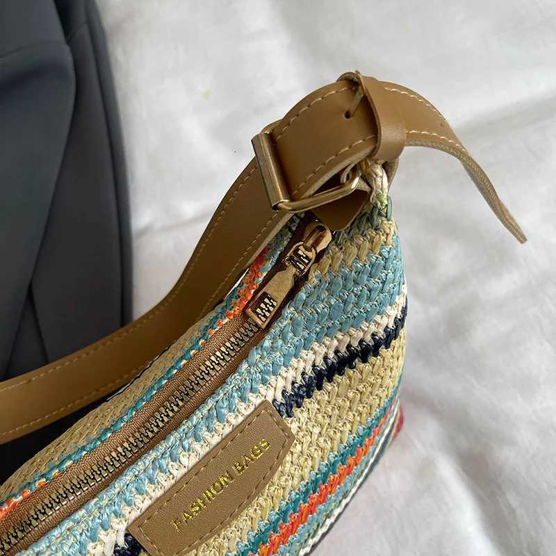 Fashionable colorblocking woven bag for women simple and casual dumpling bag versatile crossbody shoulder bagT251007