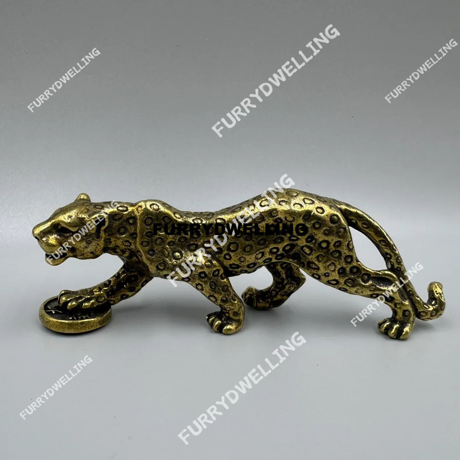 Brass Leopard Animal Statue Dwe74 Small Sculpture Tabletop Figurine Home Decor Gifts