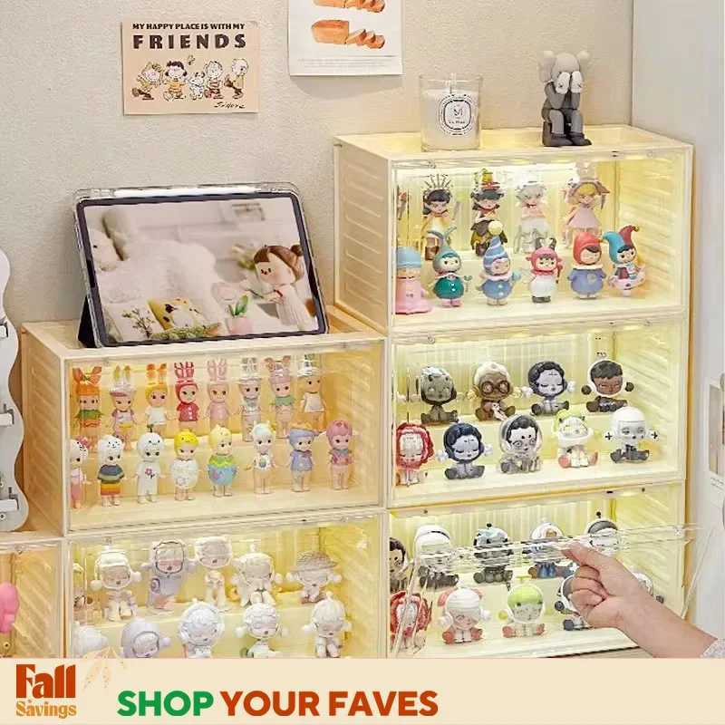 Acrylic Transparent Display Cabinet with Light Sensor for Collectible Toys and Blind Boxes C251008