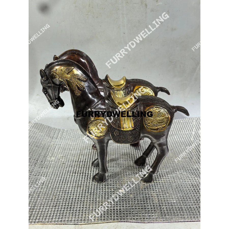 Pure Copper Gilded Dragon Phoenix Pair Auspicious Fortune-Bringing Horse Wealth And Success Living Room Dwe74 Office Decoration