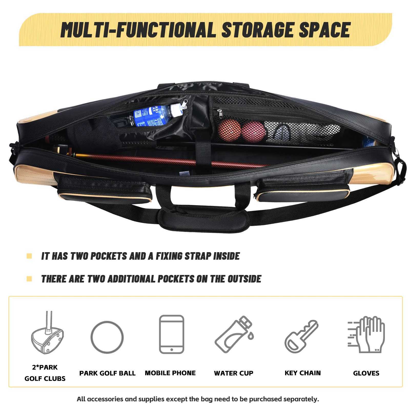 Premium PU Single Shoulder Park Golf Club Bag Lightweight Carry Pouch for 2 Park Golf Clubs Balls Gloves Phone Accessories J251008