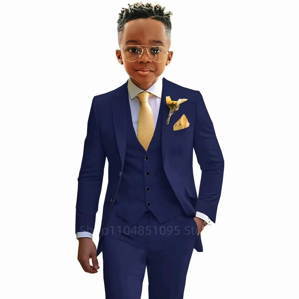 Stylish Boys Suit Wedding Tuxedo Solid Vest Pants Party Prom 3 Piece Set Kids Formal Outfit 218 Years Old 250922