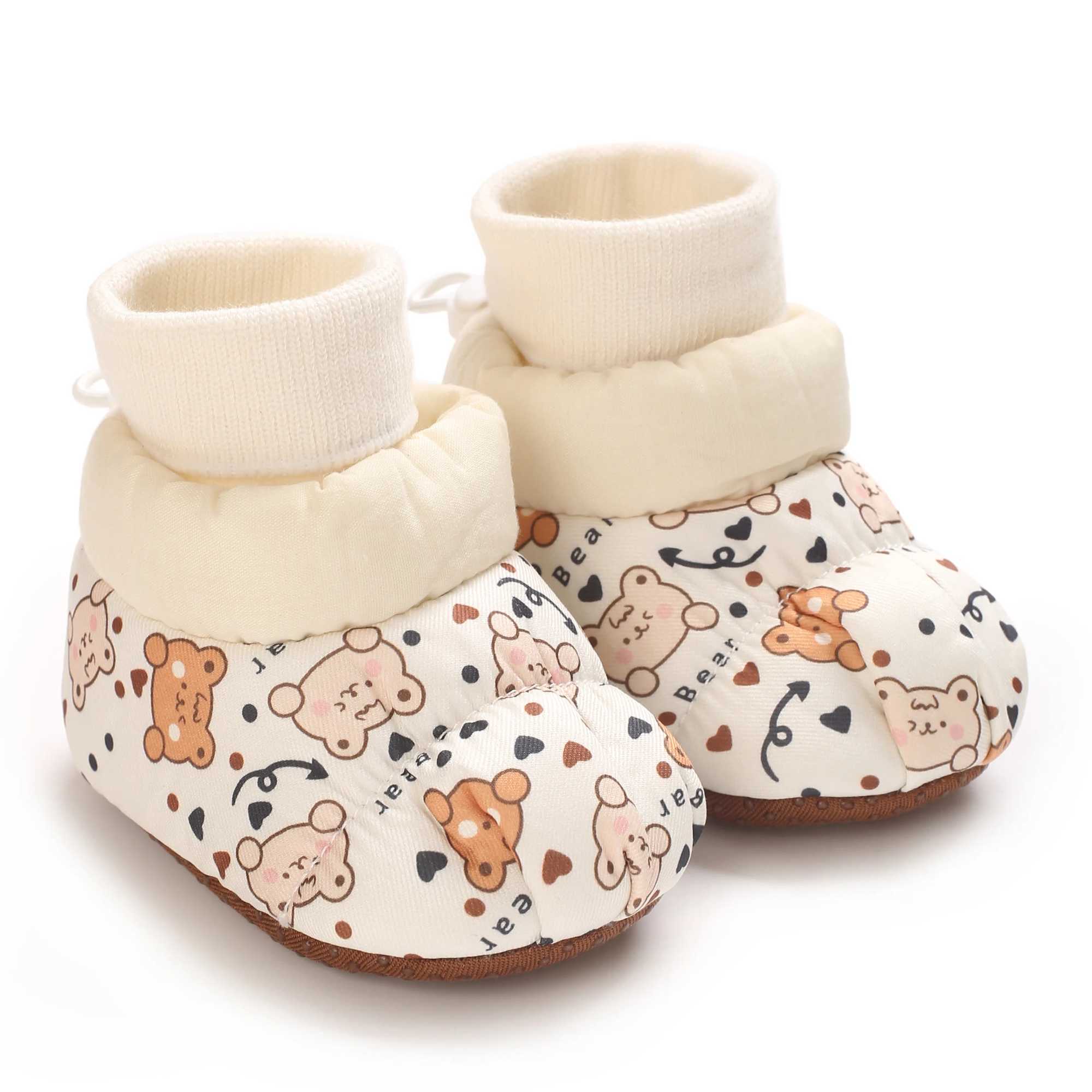 Toddler Girls SlipOn Casual Sneakers with Soft Fabric Sole Cartoon Bear Embroidery Warm Winter School Shoes for Preschool C251008