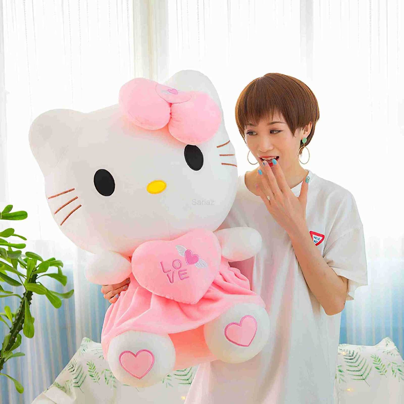 Sanrio 70cm Cartoon Hello Kitty Plush Toy Kawaii Hug Heart Angel Kt Cat Soft Stuffed Doll Cute Pillow Large Size Birthday Gift H251111