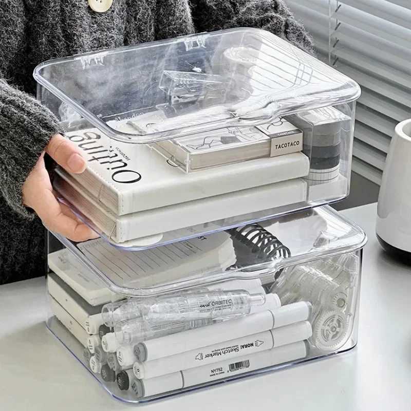 Acrylic Clear Storage Organizer Box Clamshell Design for Home Office Essentials with MultiPurpose Stationery Organizers C251008