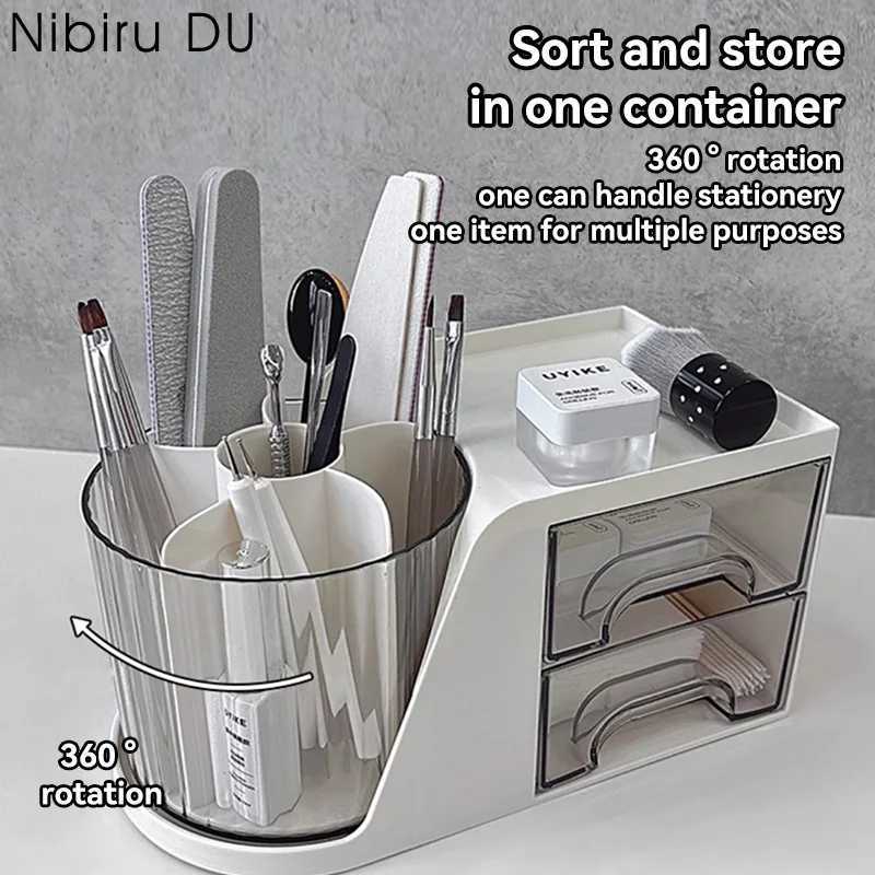 3 in 1 Nail Accessories Organizer Box Nail Art Tool Storage Box Swab Container Makeup Brush Holder Manicure Pen Organizer Store C251008