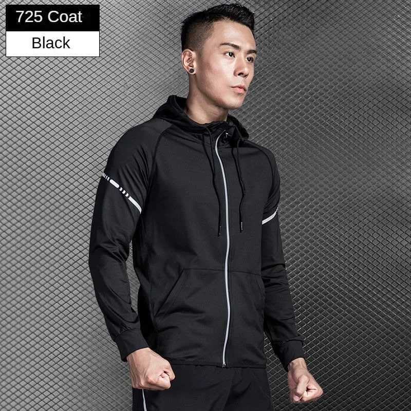 Mens SpringAutumn QuickDry Hooded Jacket for Running Cycling FitnessGymTrackSoccer Basketball Volleyball Badminton J251008
