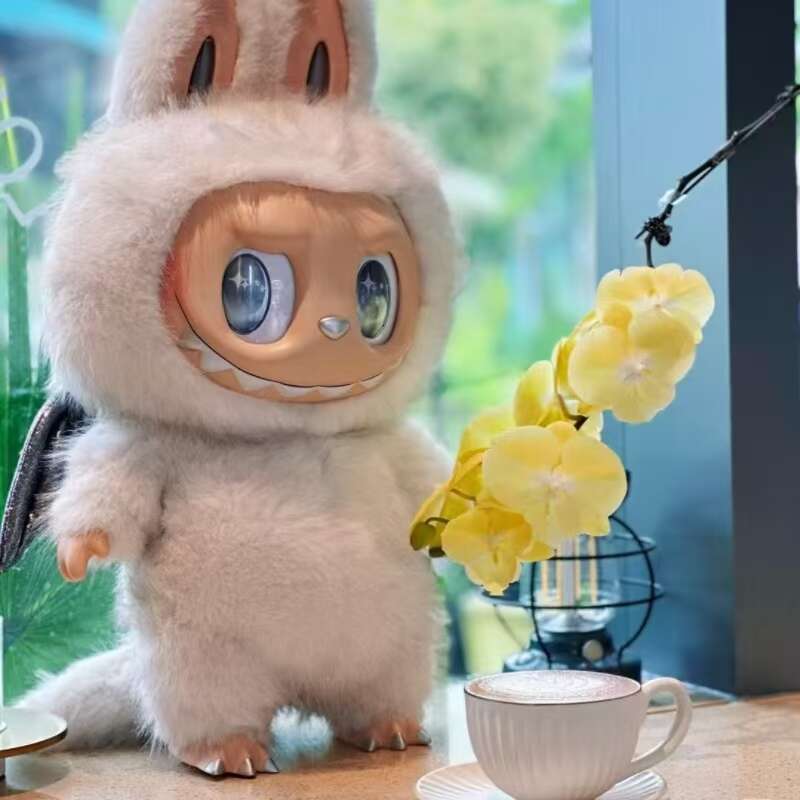 Genuine ZIMOMO Angel In Clouds I Found You The Monsters 58Cm Vinyl Face Sier Shaded Eye Labubu Doll Collection Decoration
