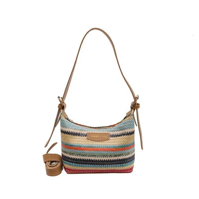 Fashionable colorblocking woven bag for women simple and casual dumpling bag versatile crossbody shoulder bagT251007