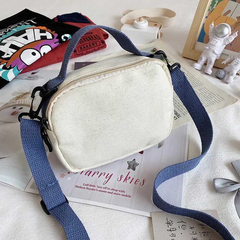 Cute girl canvas bag collision color cute Japanese waterproof travel crossbody bag student shoulder bagT251007