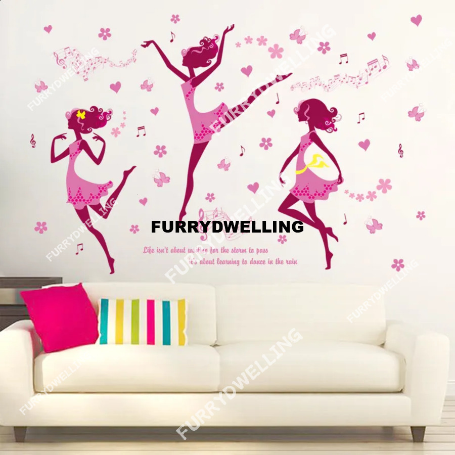 Dwe74 Selfadhesive Elegant Dancing Girl Bedroom Living Room Corridor Background Wall Sticker Xl8256 210705