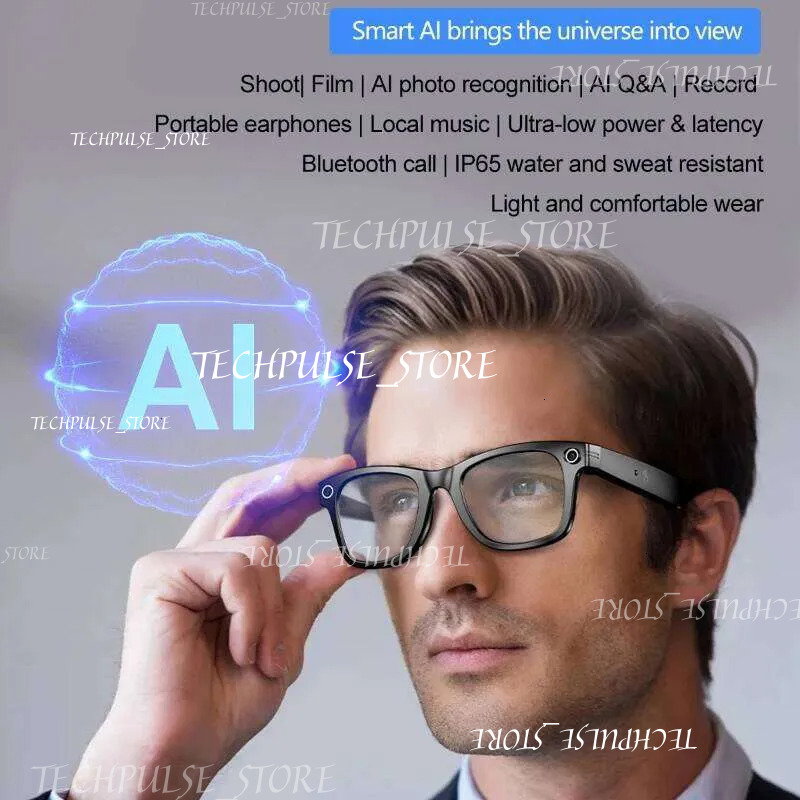 Smart AI Translation 100+ Languages Photo tech73 Recognition Camera Sunglasses Anti-Blue Light Video Recording Glasses