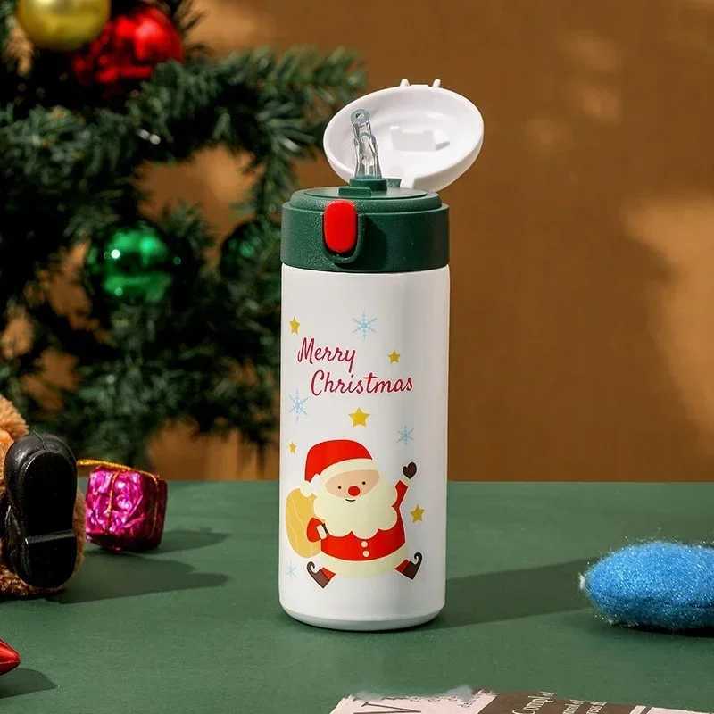 Christmas Insulation Cup Deer Snowman 304 Stainless steel bouncing straw Thermos Bottle Student Christmas Gifts Vacuum Flasks C251008