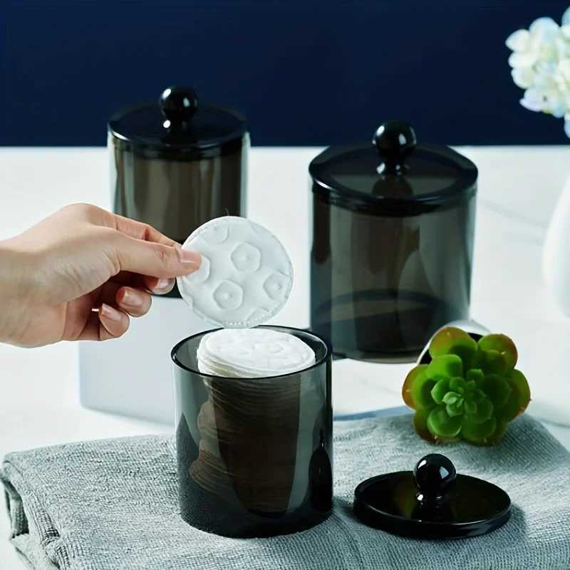 234 Pack Qtip Dispenser Apothecary Jars Bathroom Jar 10 oz Black Plastic Holder Storage Box for Cotton Ball Swab Cotton C251008
