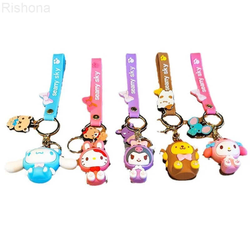 Sanrio Hello Kitty Kuromi Keychain Cinnamon Roll Pudding Doll Womens Backpack Charm Backpack Accessory Toy Doll Keychain H251114