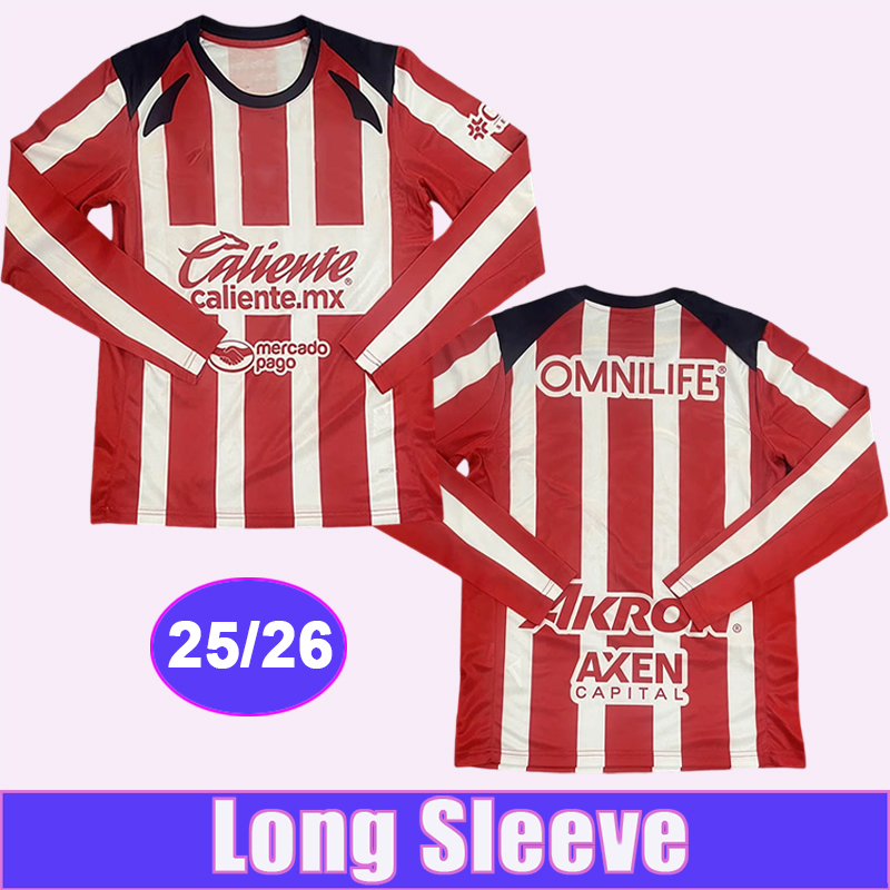 25 26 ChIVas Mens Long Sleeve Soccer Jerseys MOZO GUZMAN PEREZ MACIAS I. BRIZUELA R.CISNEROS Home Football Shirts Uniforms