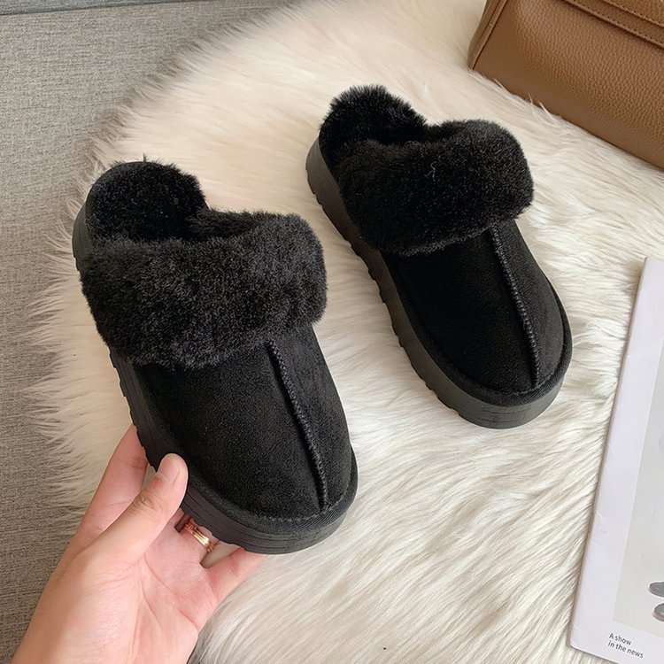 Free shipping designer Slippers Slippers plus size hairy snow boots thick soled flat bottomed womens cotton shoes for outerwear