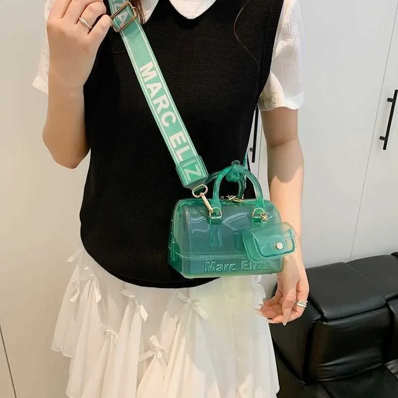 Fashionable Macaron Colored Shoulder Crossbody Bag Womens Handbag Jelly Material Versatile Handbag Medium Hardness Zipper ClosuT251007