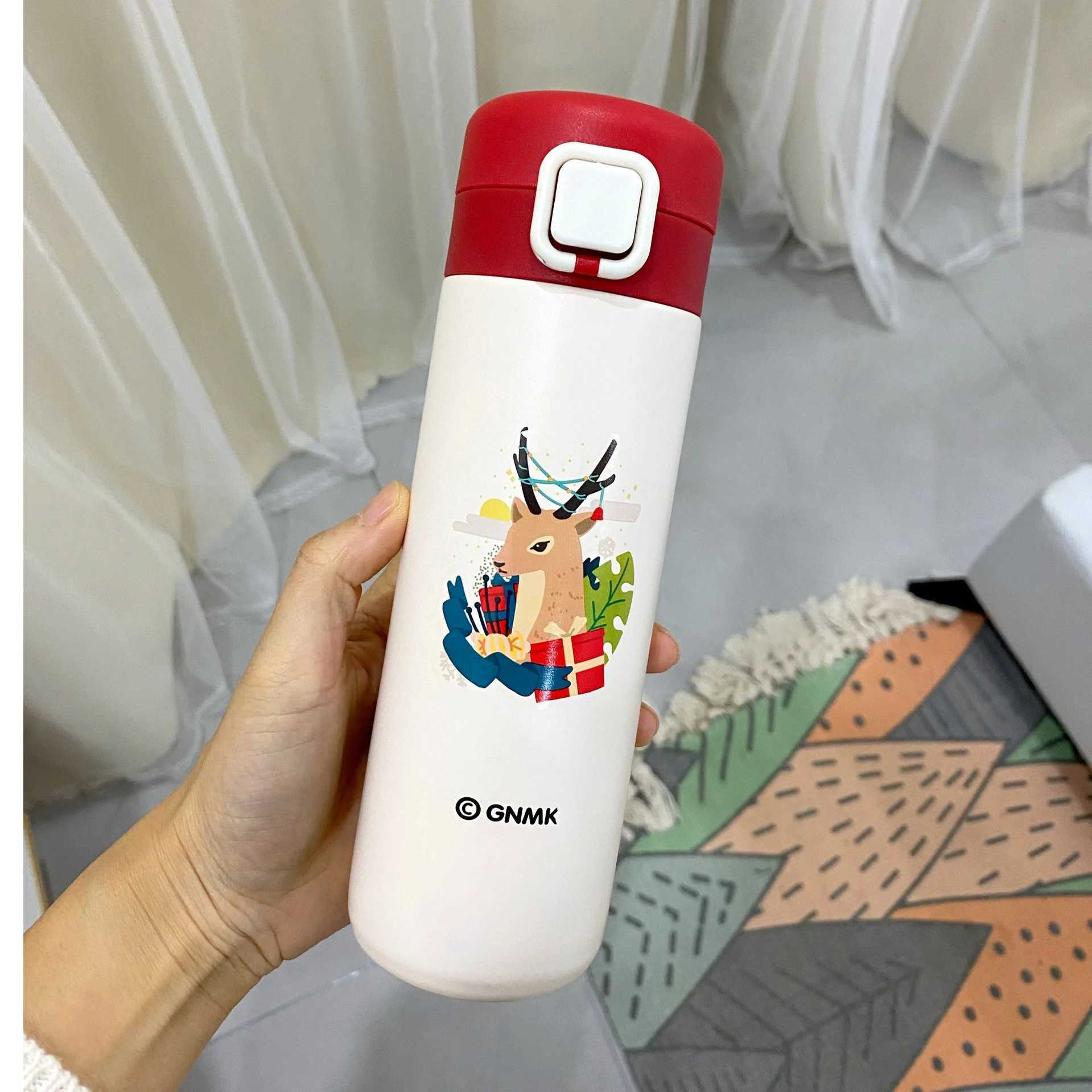 Christmas Thermos Bottle Cartoons Stainless Steel Vacuum Flask with Lid Milk Juice Tea Coffee Thermal Water Bottle Gift Cup C251008