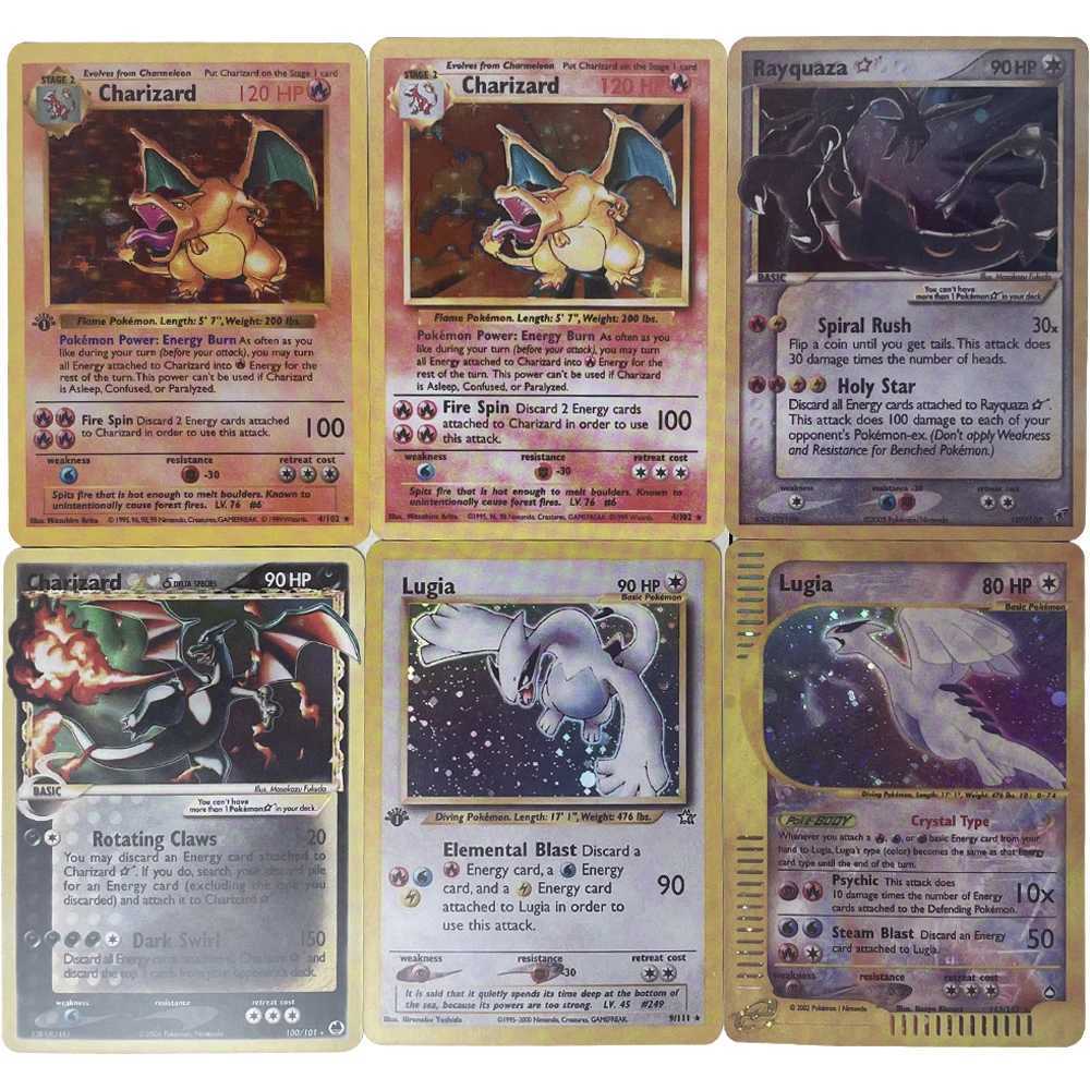 6Pcsset DIY Collection Card Anime Rayquaza Lugia Gold Star English Card Child Gifts L251007RUN9