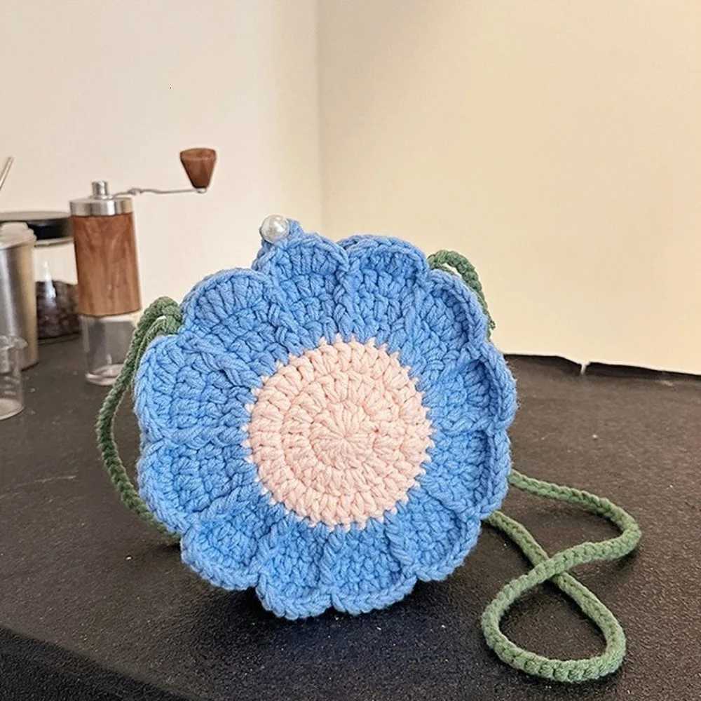 Casual Knitted Sun Flower Weave Bag Bohemian Crochet Flower Shoulder Bag Storage Bag Romantic Beach Crossbody Bag StreetT251007