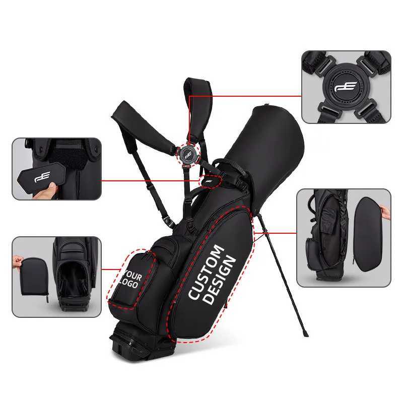PLAYEAGLE Lightweight Golf Stand Bag PU Leather Golf Bag Durable Portable Design for Men Women Players PEHBZJQB001 J251008