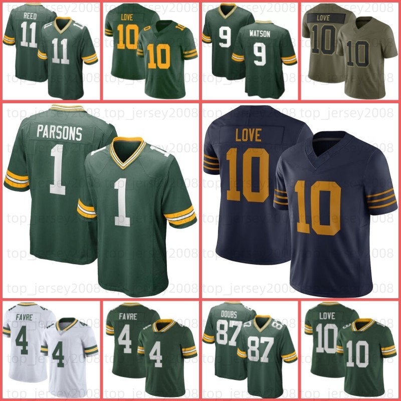 10 Love Matthew Golden Josh Jacobs Football Jersey Micah Parsons Jaire McKinney Romeo Doubs Rashan Gary Luke Musgrave Edgerrin Cooper Brett Favre Lukas Van Ness