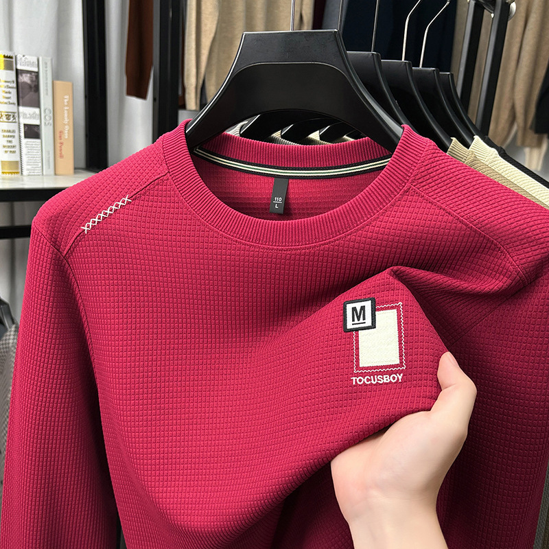 High-end Crew Neck Sweatshirt Men's Long Sleeve T-shirt Spring Autumn Designer Designer Shirt Polo Hoodie 2025 New Jacquard Casual Business Base 