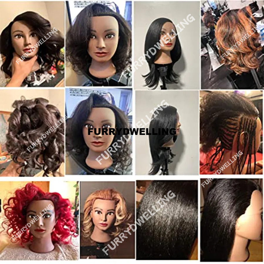 Dwe74 African Mannequin 100%Real Hair Hairdresser Training With Tripod Manikin Cosmetology Doll Head For Braiding Styling