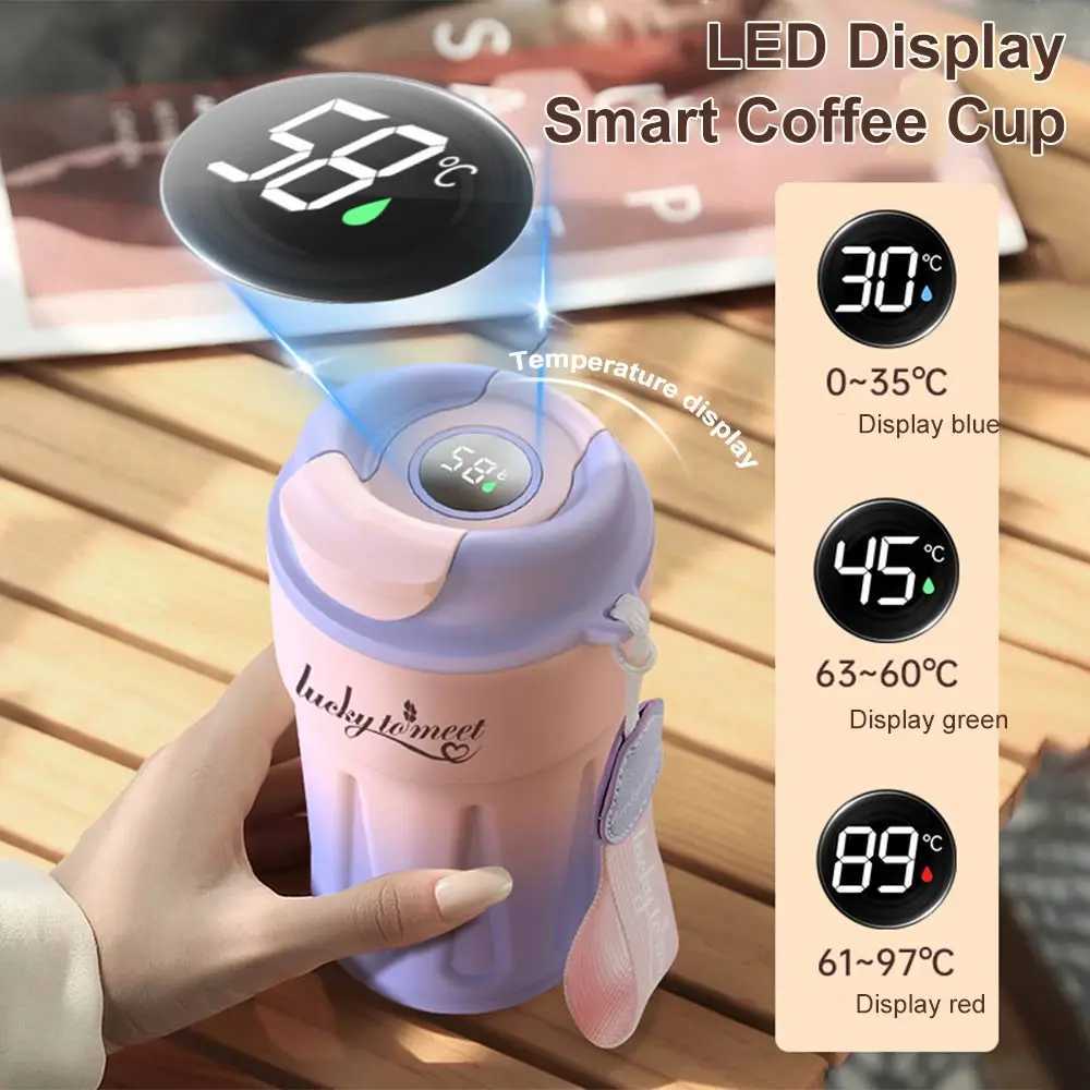 420ML Smart Coffee Cup For Girls Insulated Cups Travel Coffee Mug Stainless Steel Thermos Bottle Vacuum Flasks Christmas Gifts C251008