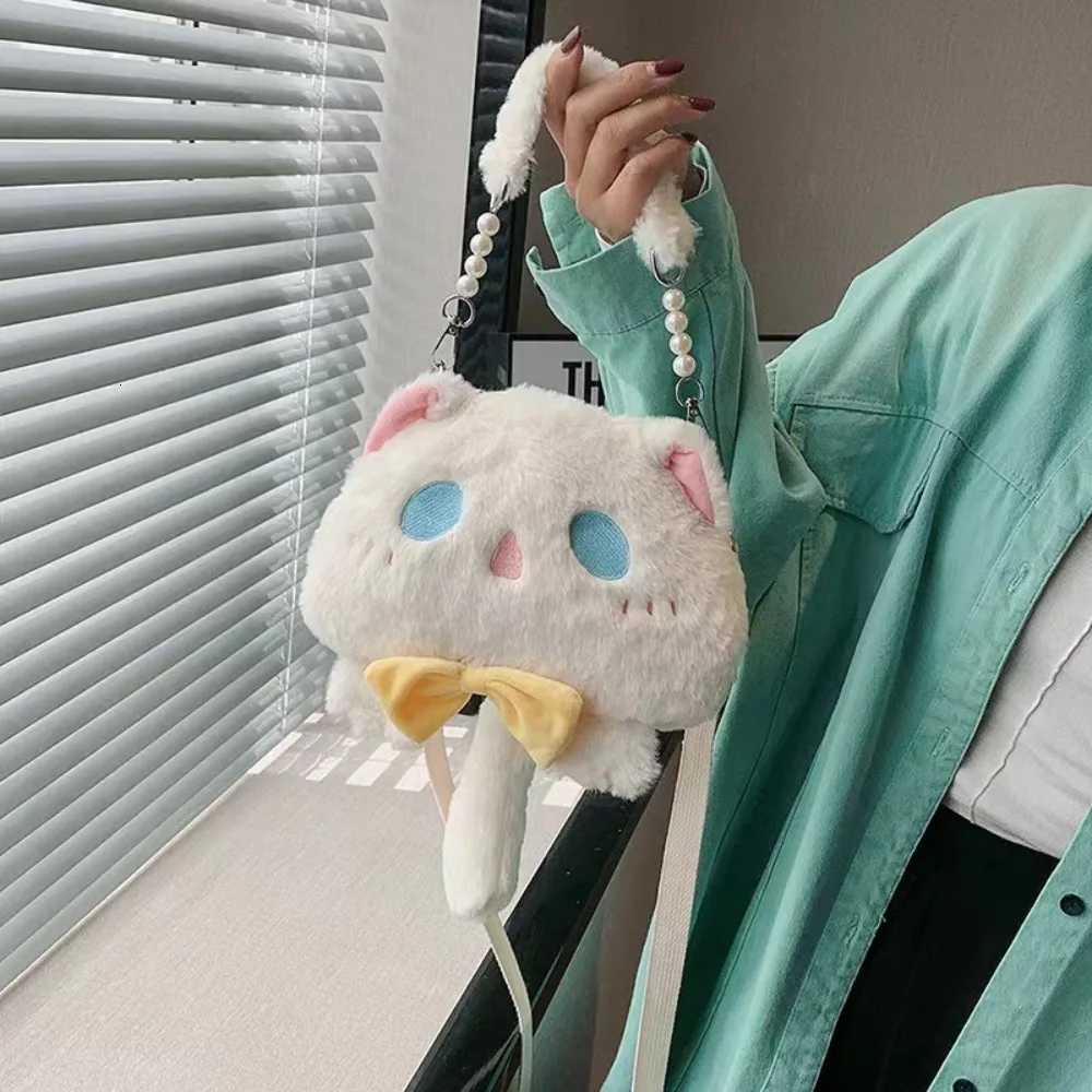 High Capacity Large Capacity Bag Cat Shaped Faux Fur Doll Bag Handheld Crossbody Bag LadyT251007