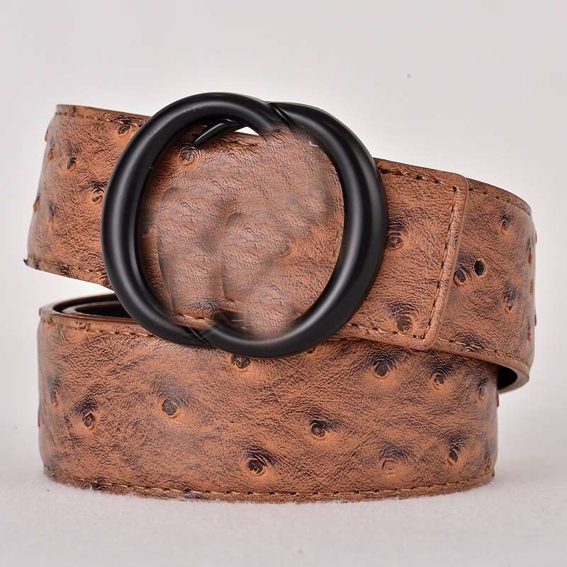 2025 Designer Belts for Women Black Leather Belt with Gold Buckle | Fashion Alphabet Belts