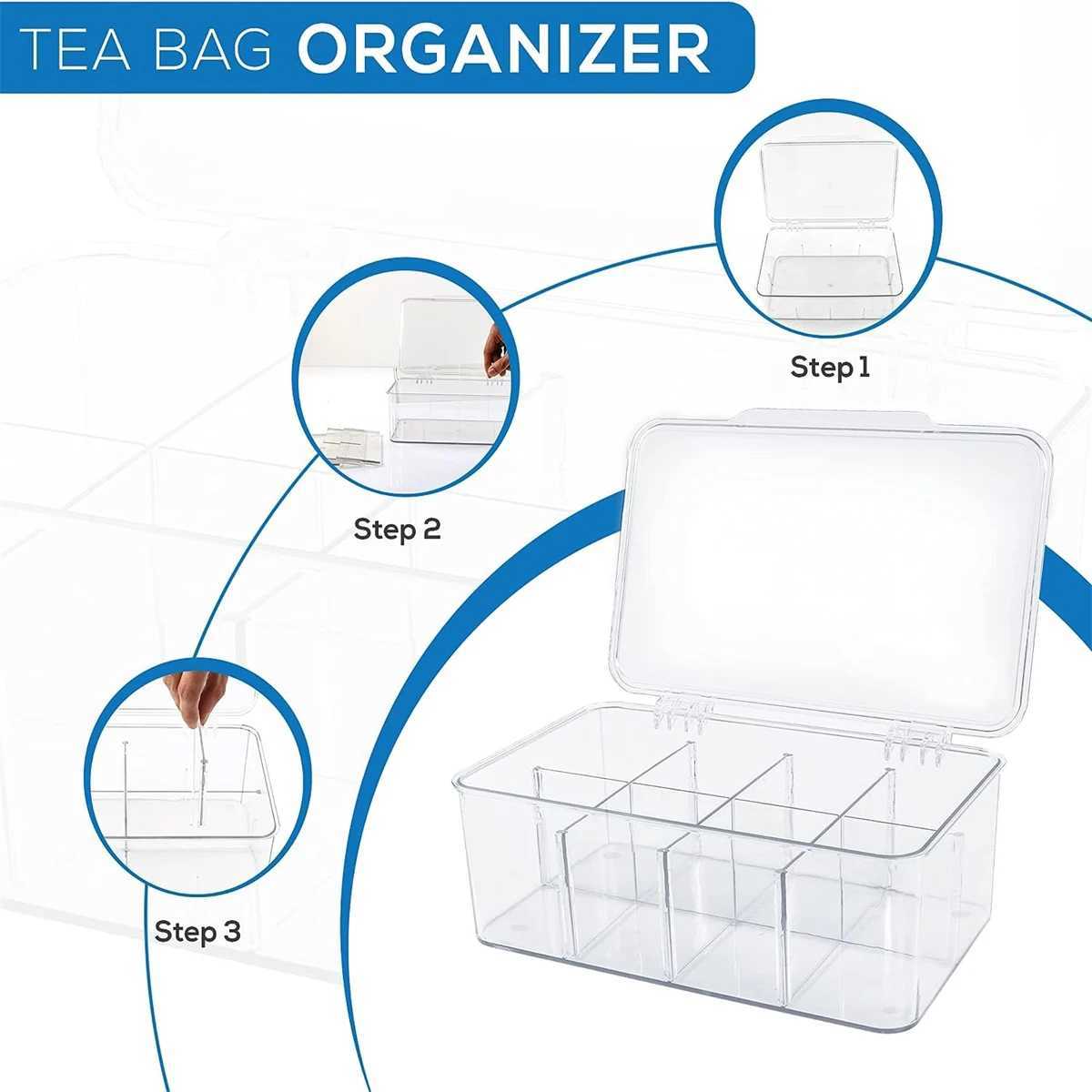 Transparent Tea Bag Snack Storage Box Food Pantry Office Multifunction Storage Box with Lid Acrylic Seal Coffee Sugar Container C251008