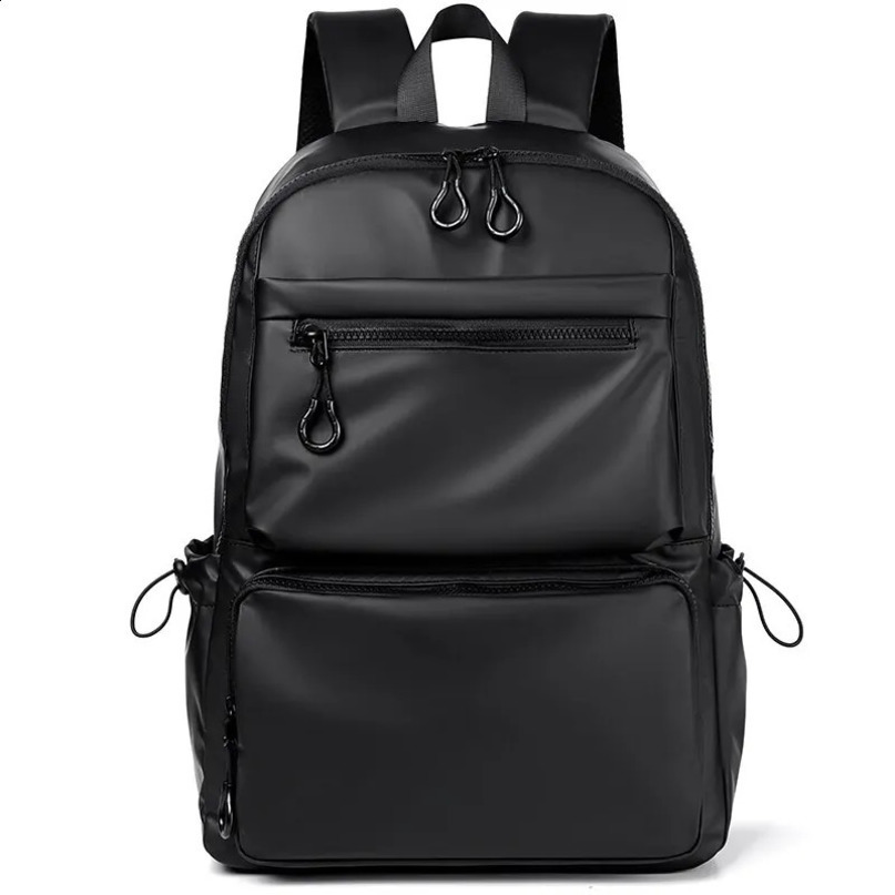 14 inch mens backpack large capacity travel and leisure solid color Pu computer fashionable male female student 240903