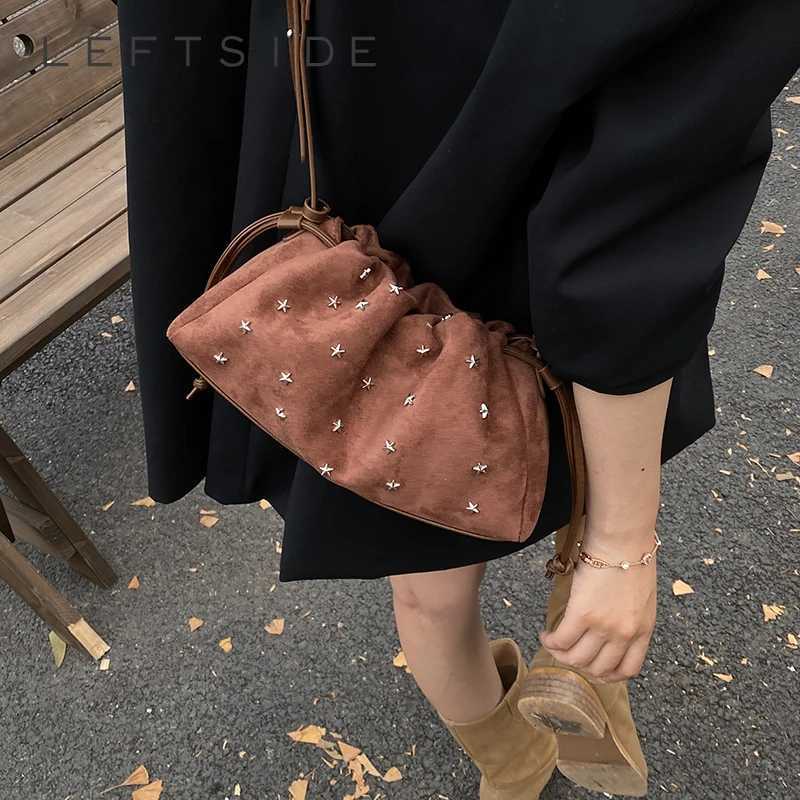 Designer LEFTSIDE Wen PU Leather Shoder Bag 2025 Winter Soft Crossbody Bag Luxury Designer Trend Fem Handbags and Purses Y251120