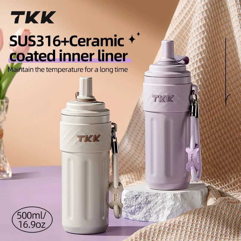 TKK 500ml1609oz SUS316 Ceramic Inner Liner Vacuum Cupwith Straw thermo jugTea Separator LeakProof Portable Insulated kettle C251008