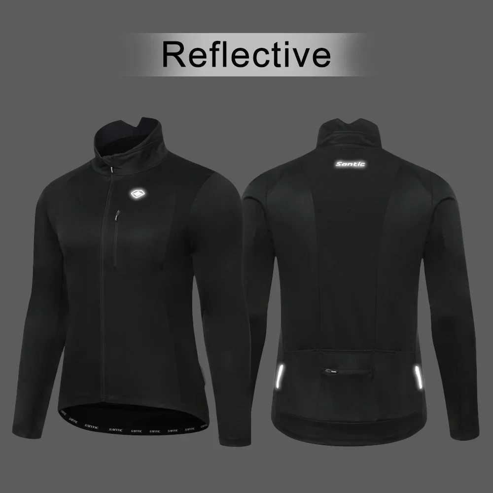 Santic Fleece MTBRoad Bike Jersey Mes Winter Cycling Jackets Windproof Thermal Warm Riding Tops Long Sleeve Bicycle Sport Coat J251008