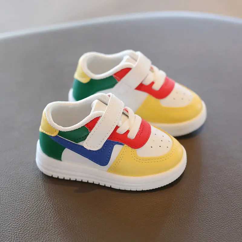 2024 new white shoes breathable baby boys walking shoes color blocked baby girls soft soled baby shoes baby shoes boy C251008