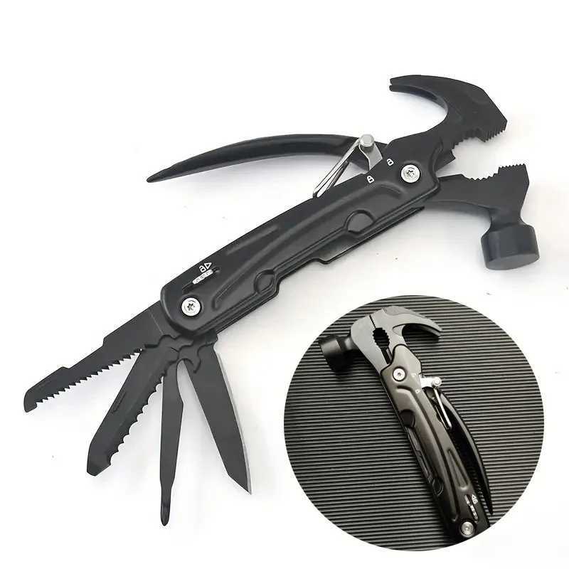 1pc 15 In 1 Multifunctional Hammer Stainless Steel Portable Folding Knife Pliers For Outdoor Survival Camping And Hiking J251121