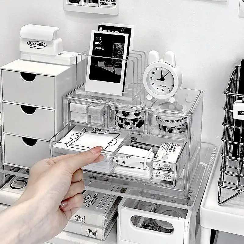 Desktop Stationery Storage Box Multifunction Desktop Storage Box With Drawer Makeup Organizer Makeup Brush Pen Holder For Home C251008