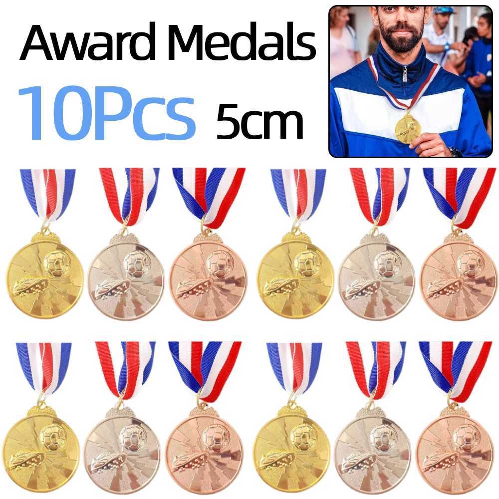 10Pcs Gold Silver Bronze Award Medal Winner Reward Outdoor Sport Football Cpetition Prizes Medal for Kids Souvenir Gift Y251008