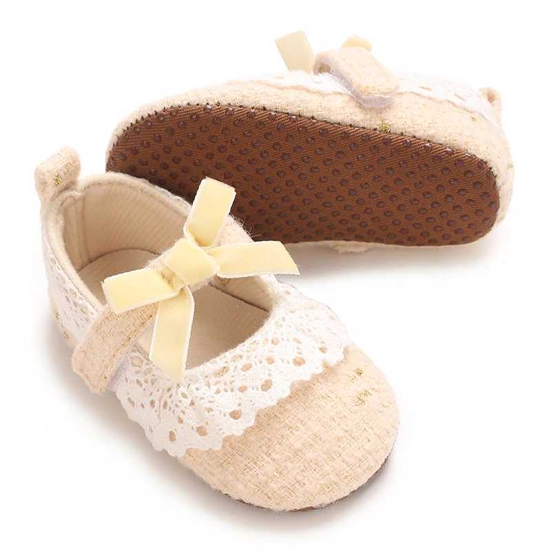 New Baby Lace Bow Princess Shoes 01 Year Old Step Up Newborns 100 Days Old Dont Fall Off Single Shoes C251008