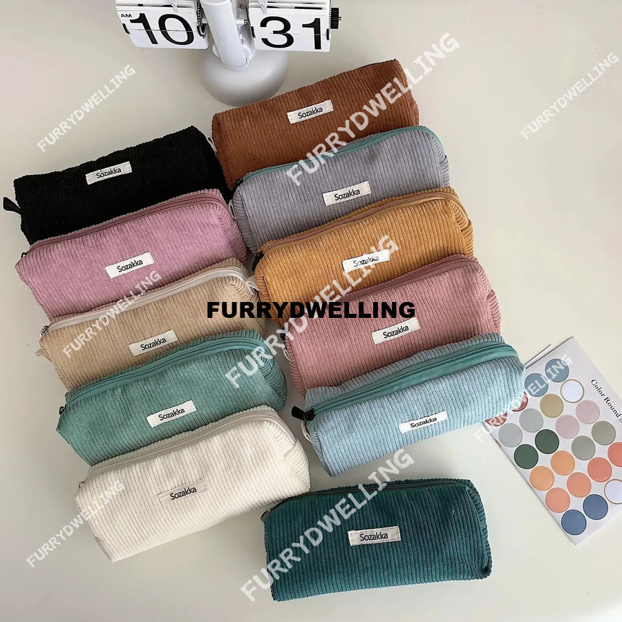 Wholesale Large Capacity Pencil Case Stationery Pen Corduroy Pencilcase School Dwe74 Supplies Pouch Back To 241029