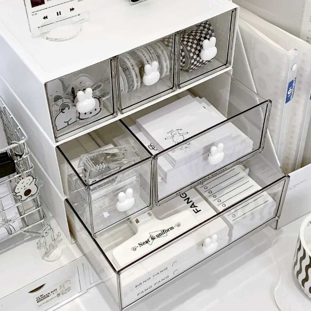 Kawaii Ins Organizer Desktop Drawer Free Combination Storage Box Plastic Hairpin Makeup Cosmetics Desk Storage Organizer Rack C251008