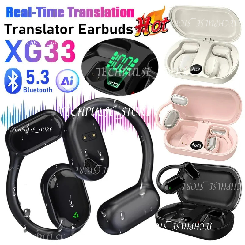 tech73 Xg33 AI 144 Languages Real Time Translator Earbuds Wireless BT Translation Earphones Earhooks Bluetooth Headphones Headsets