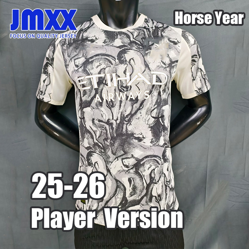 JMXX 25-26 Manes Cityes Horse Year Soccer Jerseys Special Edition Pre Match Training Mens Uniform Jersey Football Man Shirt 2025 2026 Player Version