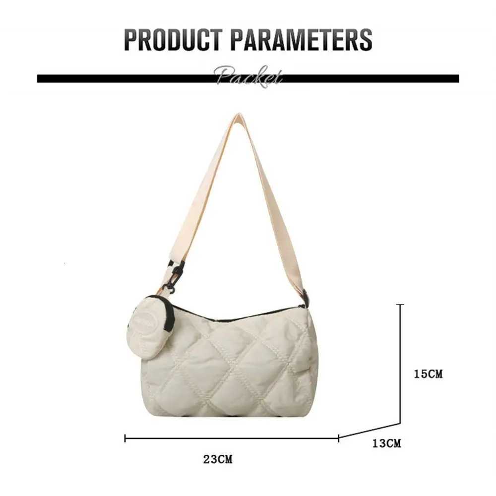 Simple Down Puffy Cotton Padded Quilted Shoulder Bags Puffy Solid Color Commute Bags Messenger Bag Women GirlsT251007