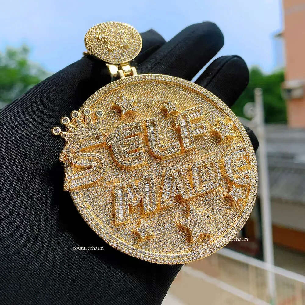 custom pendant cuban Moissanite chain Dia Necklace Iced Out Hip Hop Letter Name Pendant Chain For Men Custom Jewelry